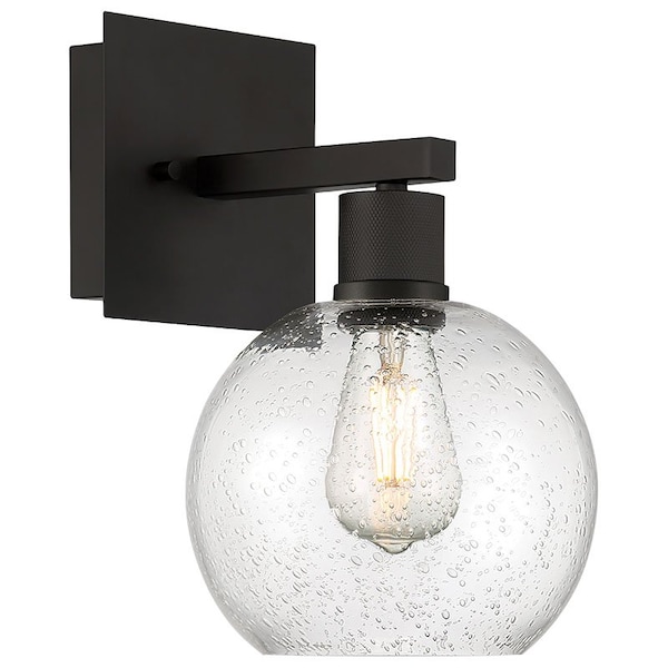 Access Lighting Port Nine Burgundy, Burgundy LED Wall Sconce, Matte Black Finish, Seeded Glass 63145LEDDLP-MBL/SDG - main
